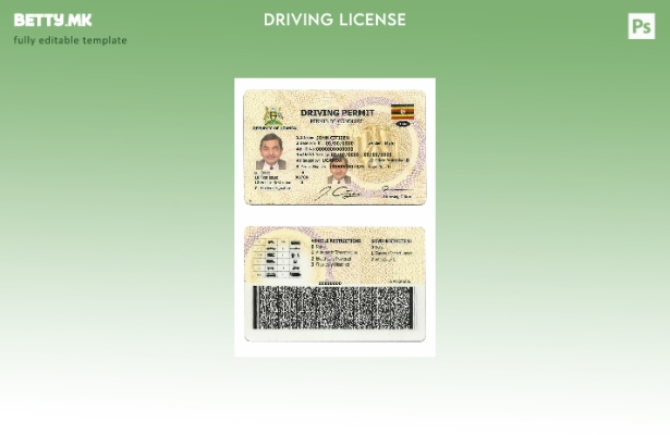 Шаблон за возачка дозвола од Уганда во модерен стил